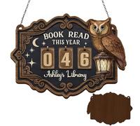 Wooden Book Counter, Reading Challenge Pendant, Book Tracker with Hangable Design, Library Accessory Item, Wall Gear Item with Easy Use, Supplies for Students Teachers