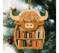 Wooden Book Ornaments - Animal Tree Decor,Personalized 3D Book Ornaments,Creative Party Pieces with Festive Charm, Bookish Decor Gifts for Librarian, Bookworm, Teacher, Bookclub