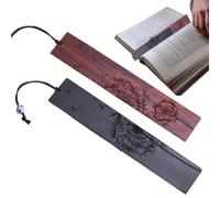 Wooden Bookmarks, 2-Pack Vintage Wood Page Markers With Plant Designs, Elegant Reading Accessories With Pendant Charm, Ideal For Teachers Students Book Lovers, Lightweight And Durable, 14.2x2.7cm