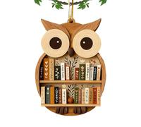 Wooden Bookshelf Ornament, Rustic Library Decor for Readers and Bookworms, Animal Book Ornaments for Kids Adults Family Home Birthday Halloween Thanksgiving Holiday New Year Party Eve Tree Family Kids