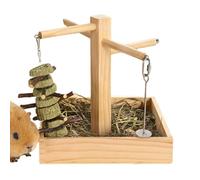 Wooden Bunny Hay Feeder Small Animal Chinchilla Food Rack Indoor Cage Uses