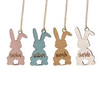 Wooden Bunny - Natural Blank Ornament, Wooden Easter Decorations | Colorful Rabbit Pendant For Family, Friends, Adults, Women, Home, Interior, Office, Study, Holiday Easter Decor For Holiday