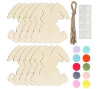 Wooden Bunny Ornaments - Unfinished Blank Wooden Rabbit, Easter Decorations Party Supplies for Door Birthday Shelves Bedside Trees Gardening Indoor Office Seasonal Craft Display