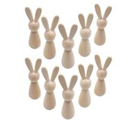 Wooden Bunny Peg Dolls, 10 Piece Unfinished Animal Figurine Set For DIY Painting And Craft Projects, Easter Peg Doll Miniature Statues For Party Decorations Holiday Crafts Home Art Office Bedroom Disp