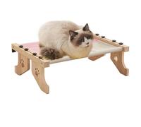 Wooden Cat Hammock | Adjustable Cat Nest | Windowsill Pets Seat | Wooden Cats Bed | Cushioned Pets Perch | Cat Climbing Hammock | Nesting Hammock for Sleeping, Playing, Climbing