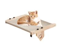 Wooden Cat Hammock | Adjustable Cat Nest | Windowsill Pets Seat | Wooden Cats Bed | Cushioned Pets Perch | Cat Climbing Hammock | Nesting Hammock for Sleeping, Playing, Climbing