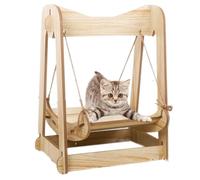 Wooden Cat Hammock Swing, Cozy Pet Hammock Swing, Comfortable Indoor Cat Hammocks, Indoor Cat Lounge Beds 15.35 X 11.42 X 19.49 for for Cats, Dog, Kitten and Small Animal