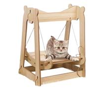 Wooden Cat Hammock Swing, Cozy Pet Hammock Swing, Comfortable Indoor Cat Hammocks, Indoor Cat Lounge Beds 15.35 X 11.42 X 19.49 for for Cats, Dog, Kitten and Small Animal