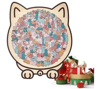 Wooden Cat Jigsaw Puzzles for Adults, Puzzle en forma de gato, Colored Cat Shaped Puzzle Pieces, para Preescolar y Niños Pequeños, Colored Wooden, irregulares estimulantes 23,7 x 21,8 cm