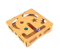 Wooden Cat Nail File Scratcher, 30x30x8.6cm, Interactive Toy with Balls, Enrichment Box, Indoor Feline Exercise, Paw Care, Grooming Tool, Boredom Relief