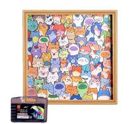 Wooden Cat Puzzle - Juguete educativo para colorear, rompecabezas de animales con marcos y marcadores | DIY Coloring Educational Toy for Kids Boys Girls | Travel Homeschool Classroom Birthday, Gift