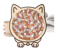 Wooden Cat Puzzle - Wood 23.8x21.7cm 135 Pieces Cat Sculpture Jigsaw | Boredom Relief Toy, For Adults Women Family Kids Kitten Lovers Halloween Home