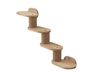 Wooden Cat Wall Shelf - 31.5 Inch Wood Climbing Tower | Wood Floating Cat Plątform - Indoor Cats Shelf with Ladder & Scratcher Promoting Climbing Exercise Stylish Home Décor Enhancing Windowsill