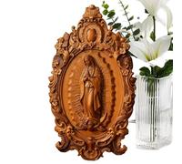 Wooden Catholic Figurine, Decorative Religious Ornament, 9.84 Inches Portable Statue with Sturdy Build, Rustic Style Sculpture, Faith Decor with Classic Look, Indoor Accessory for Church and Entryway