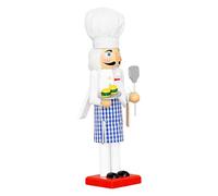 Wooden Chef Nutcracker - Baker Edition | Hand-Painted Traditional Christmas Figurilla With White Toque And Rolling Pin, Festive Holiday Table Decor; Perfect For Kitchen Counters, Mantels, And Bakers
