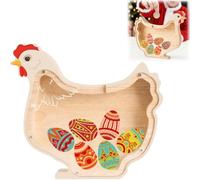 Wooden Chicken ＆ Bunny Piggy Bank,Unbreakable Coin Holder,Cute Funny Cashbox Money Storage,Animal Design Saving Container for Bedroom,Playroom,Desktop Shelf Decor,Birthday Easter Gifts (Chicken)