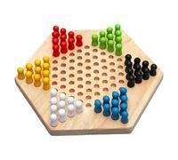 Wooden Chinese Checkers - Board Game Toys | Educational Colorful Strategy Family, Classic Checker Toy For Adults Kids Boys Girls, Hexagon Wood Marble