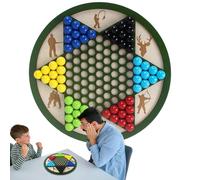 Wooden Chinese Checkers - Traditional Marble Chess Board with Smooth Peg Holes, Strategic Puzzle Play Set | Group Tabletop Game For Outdoor BBQ Camping Picnic Family Gathering Night Events