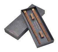 Wooden Chopsticks Reusable with Case Chinese Chop Sticks Set with Holder 2 Pair (Wenge)