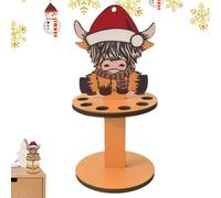 Wooden Christmas Money Holders, Highland Cow Money Holder with 10 Holes, Cash Stand for Holiday Table Decoration, Christmas Ornament for Gift Giving and Festive Home Decor, Multicolor, D