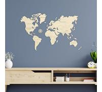 WOODEN.CITY Mapa del mundo de madera de pared M - Mapa de los lugares que he visitado Arte de pared del mundo - Hecho en la UE