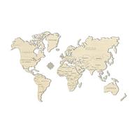 WOODEN.CITY Mapa del mundo de madera "L" El mapa del mundo de madera con fronteras nacionales grabadas, rompecabezas de madera de 83 x 55 cm: cintura L. Puzzle 3D
