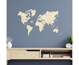 Wooden.City Mapa del mundo de madera para decoración de pared M - Mapa de madera del mundo para pared - Places I've Been Map of the World Wall Art - Mapa Mundi Para Pared Mapa de viaje de madera