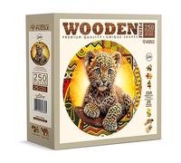 WOODEN.CITY Rompecabezas de madera de 250 piezas, diseño de leopardo pequeño, rompecabezas de madera vibrantes para adultos, desafiantes rompecabezas de corte de madera, rompecabezas con forma de