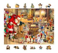 WOODEN.CITY Rompecabezas de Madera de 500 Piezas - Escena Navideña Festiva con 50 Figuras Únicas, Corte Láser de Alta Precisión, Decoración de Temporada