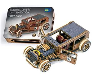 Wooden.City Vintage Cars Hot Rod Limited Edition - Kit di costruzione di Auto in Legno 3D - Puzzle 3D in Legno retrò per adulti Rompicapo per adolescenti - 142 pezzi in Scala 1/32