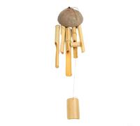 Wooden Coconut Shell Wind Chime With Six Tubes Offering Calming Sounds for Decorative Use In Porches, Patios, O Indoor Areas