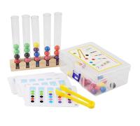 Wooden Color Sorting Toy - Wood ABS Set 200g | Ball In Cups Matching Game | Children's Color Matching Clip Wood Test Tube Early Educational Toy For School Travel Outdoors And Home