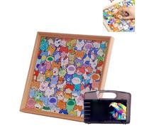 Wooden Coloring Puzzle,DIY Wooden Cat Frame, /Drawing/Assembly All in One,HD Printed Pattern, Cat Puzzles Decor for Home Decoration Craft Lover (24 Color Pens)