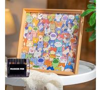 Wooden Coloring Puzzle, Paintable Wooden Puzzles Cats for DIY Crafting, 3-in-1 Draw-and-Assemble Cat Frame Kit, Creative Gift for Art Projects and Home Display (12 Color)