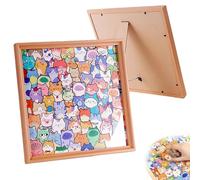 Wooden Coloring Puzzles Puzzle Frame, DIY Cat Shaped Wooden Jigsaw, 3D Coloring Puzzle Wood Cat Puzzles Craft Kit for Home Display, Self-Made Gift (12 Color Pens)