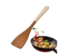 Wooden Cooking Turner - Kitchen Frying Spatula for Home Use | Solid Natural Wood Stirring Tool with Smooth Flat, Non Stick Pan Friendly Food Flipper Heat Resistant Natural Wood 12.8x3.15 in