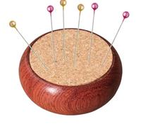 Wooden Cork Needle Påd, Spherical Retro Round Needlê Pad With Woodeñ Base, Craft Tool Insert And Storage Tool For Sewing Quilting Needlework, Holds Pins Needles, 1 Pad