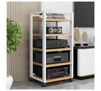 Wooden Corner Audio Stand with Removable Shelves for Home/Office/Audio Video Height Adjustable Stereo Rack CD Rack Component Gabinete Modern Audio Tower (A 5 50 x 40 x 100 cm)