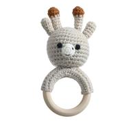 Wooden Crochet Rattle, Handmade Animal Rattle, Soothing Teether Toy, Perfect Easter Basket Stuffer, Baby Shower Decor, Adorable Stuffed Animals 14cm/5.51 Inches for Kids