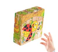Wooden Cube Puzzle - Brain Teaser Block Game for Logic Training | Natural Wood with Smooth Edges, 3D Assembly Challenge Toy for Problem Solving Focus Development Gift Idea 5.91x5.12x1.57 in