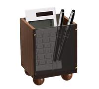 Wooden Desk Organizer - Multi Bin Pen Holder Storage Box For Home Office