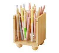 Wooden Desk Organizer - Multi Bin Pen Holder Storage Box For Home Office