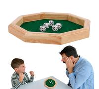 Wooden Dice Tray - Wood Dice Mat In Octagonal Design, About 26x26x3cm | Portable Rolling Tray Set For Stable Dices Throws Family Gatherings Travel Thanksgiving Christmas