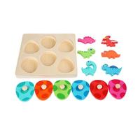 Wooden Dinosaurs - Learning Blocks for Playtime | Bright Colors Fun Matching with Egg Sorting Set & Child Safe Pieces for Cognitive Training, Fine Motor Skills, Early Education and Home Activity