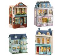 Wooden Doll House Kit - Opening Villa Model, Detailed Furnishing Layout
