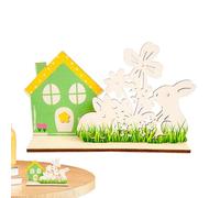 Wooden Easter Bunny House Sign, Easter Tabletop Decorations, Cute Rabbit Holiday Decor, Art Craft Centerpieces, Easter Dining Table Signs, Collectible Wooden Table Decor for Easter Celebration