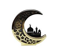 Wooden Eid Mubarak Ramadan Decoration Moon Plate with LED Light Islamic Muslim