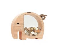 Wooden Elephant Piggy Bank Kids Coin Bank Savings Jar with Transparent Window Cute Unbreakable Money Box Birthday Gift for Boys Girls