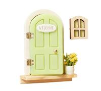 Wooden Fairy Door, Cute Wall Decoration, 5,12 x 3,35 pulgadas Tiny Door with Window Design, Mini accesorio Style, Decoración infantil con tema divertido, Fairy Toy for Boy, Girl