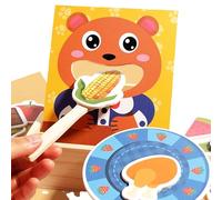 Wooden Feeding Toy, Pretend Food Set, Educational Game, Bear-Themed Design Learning Play, Ideal for Toddler Kids Girls Baby Ages 3+ in Classroom Nursery Home Settings